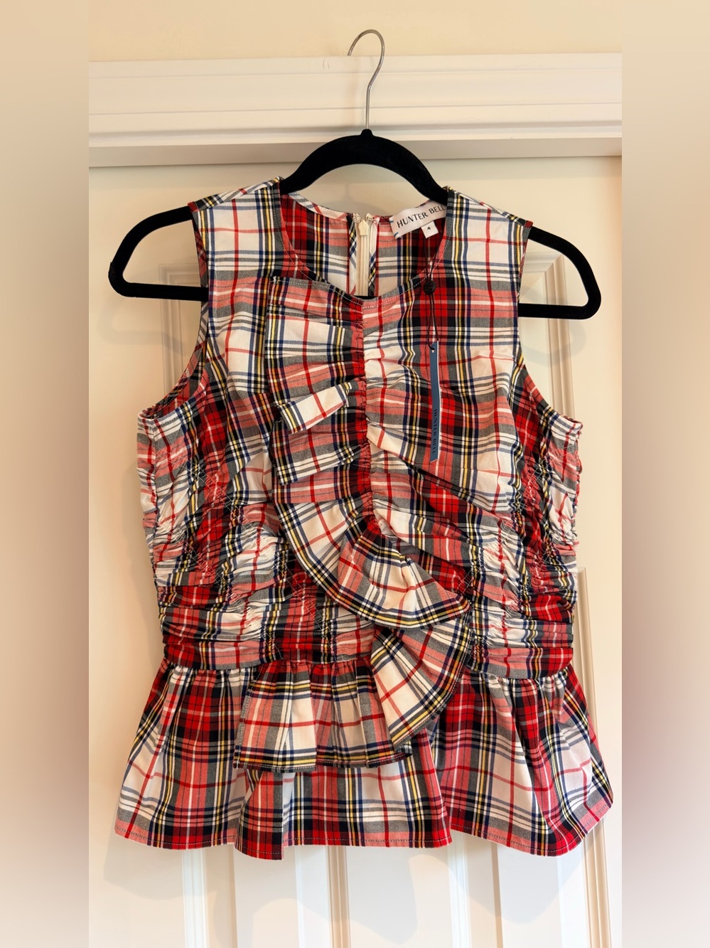 HUNTER BELL Doering Top in Carlyle Plaid, Size 4: NWT!!